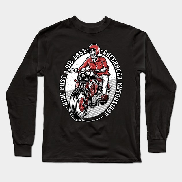 vintage caferacer rider Long Sleeve T-Shirt by noorshine
